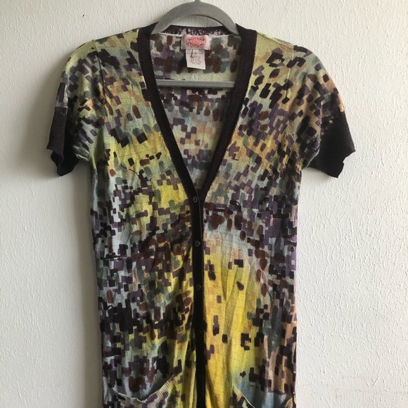 Anthropologie Dress Aoyama Itchome Sweater Short Sleeve Button Front Sz S GUC - Picture 2 of 14